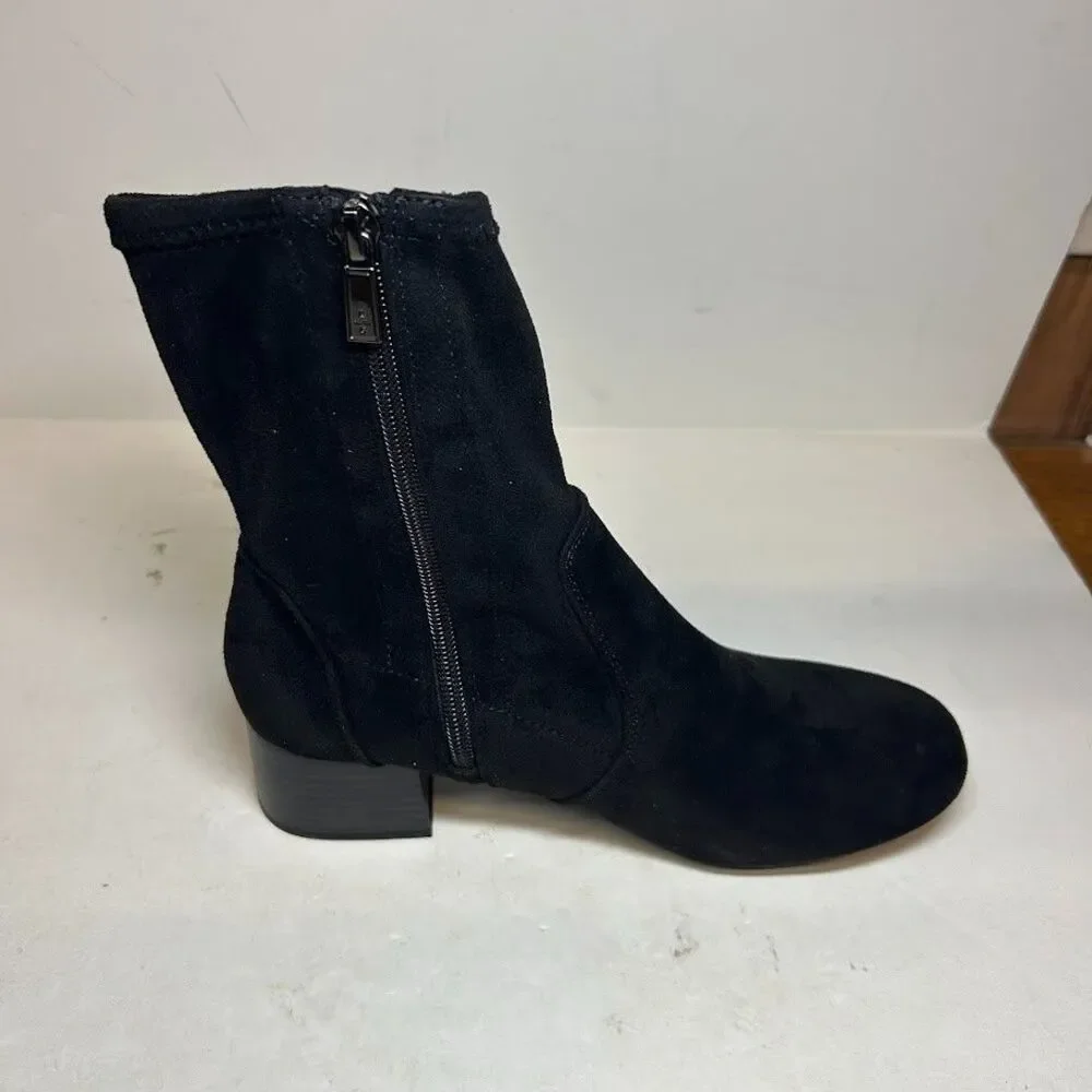Kenneth Cole Womens 7.5 M Black Road Stretch Block Heel Mid Calf Boots NIB QW0
